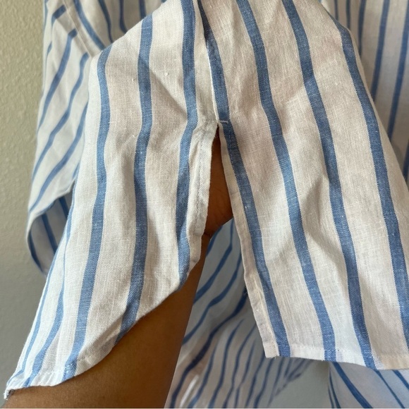 J. Jill Love Linen Easy Blue and White Striped Button Up Shirt- size 1X - Picture 9 of 12